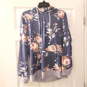 Blue floral thin hoodie